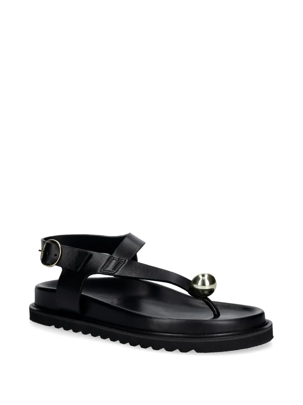 Souliers Martinez Spiaggia ball-embellished leather flat sandals Zwart