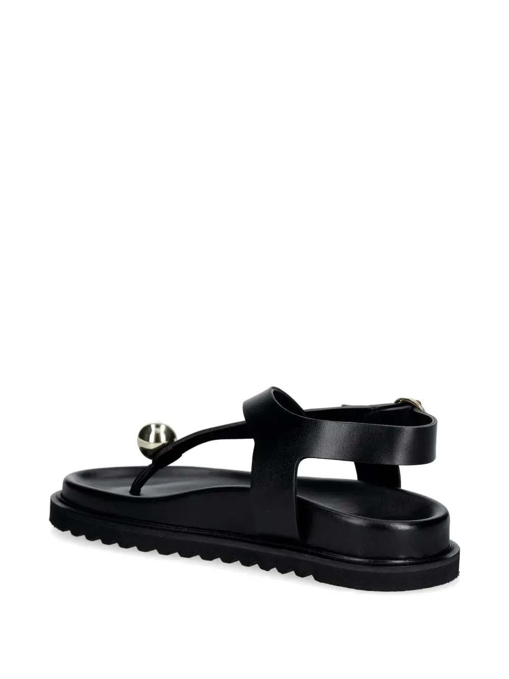 Souliers Martinez Spiaggia ball-embellished leather flat sandals Zwart