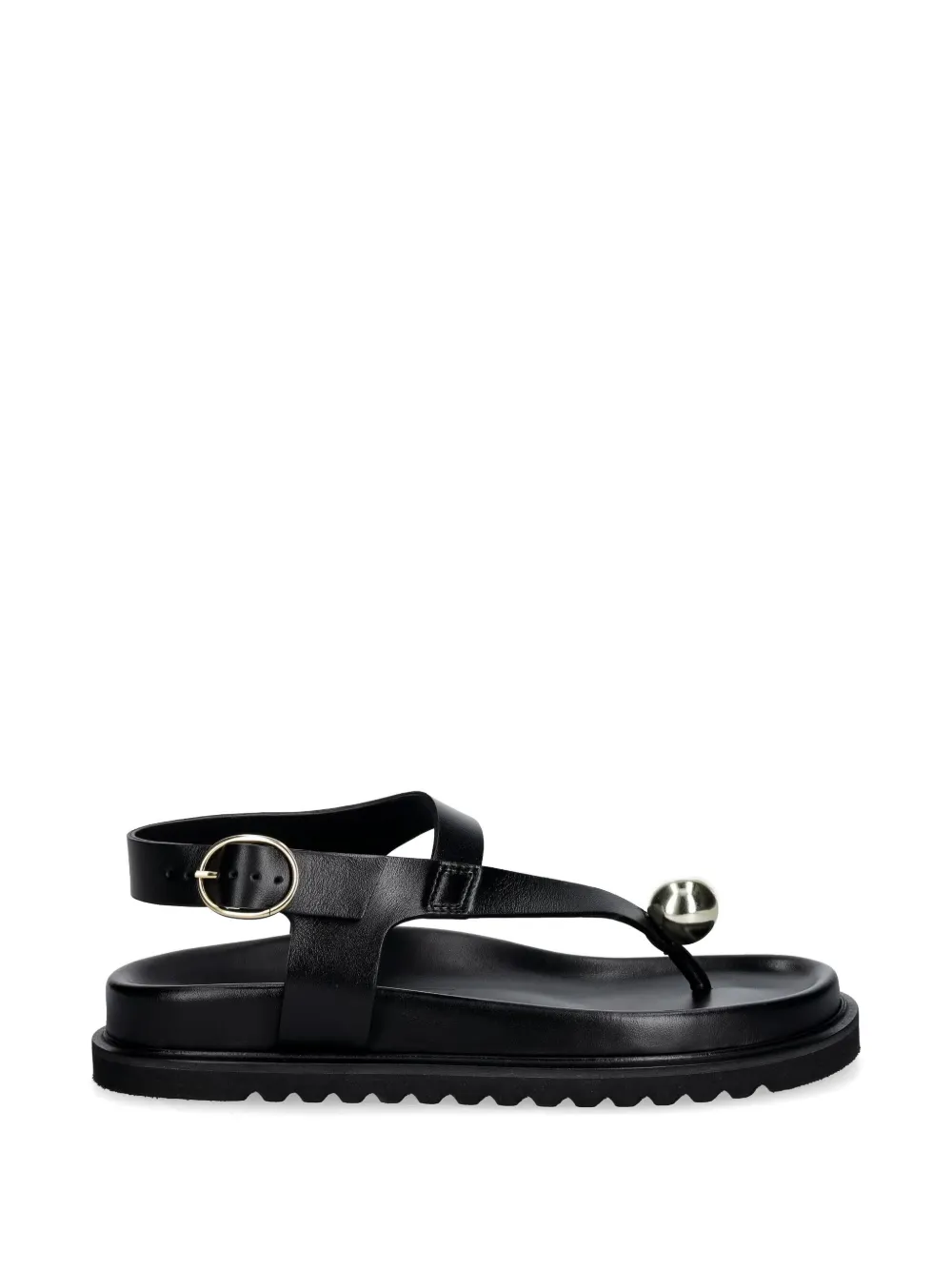 Souliers Martinez Spiaggia ball-embellished leather flat sandals - Nero