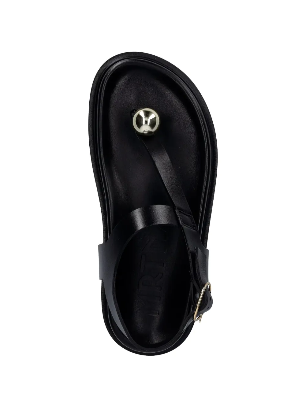 Souliers Martinez Spiaggia ball-embellished leather flat sandals Zwart