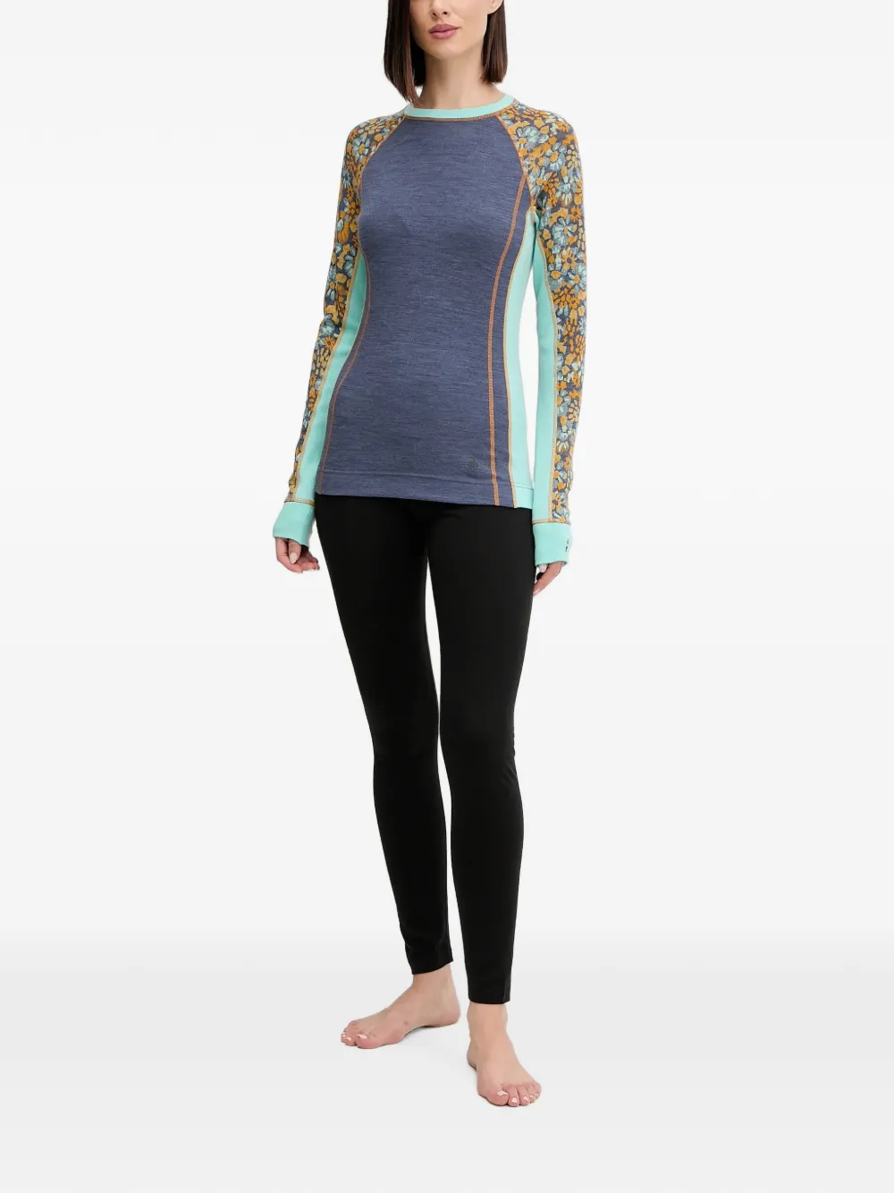 Smartwool Basislaag met raglanmouwen en bloemen-print Blauw