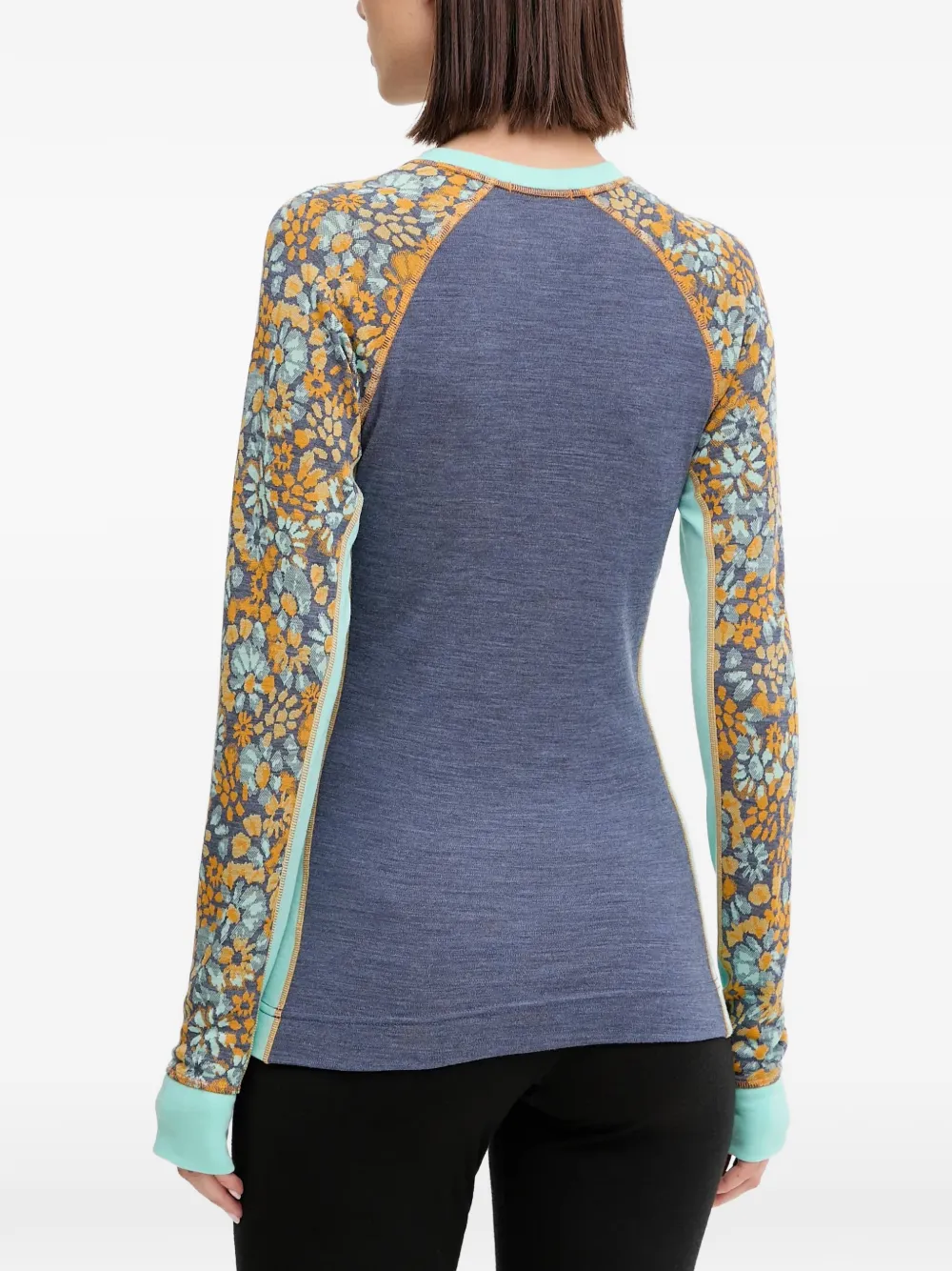 Smartwool Basislaag met raglanmouwen en bloemen-print Blauw