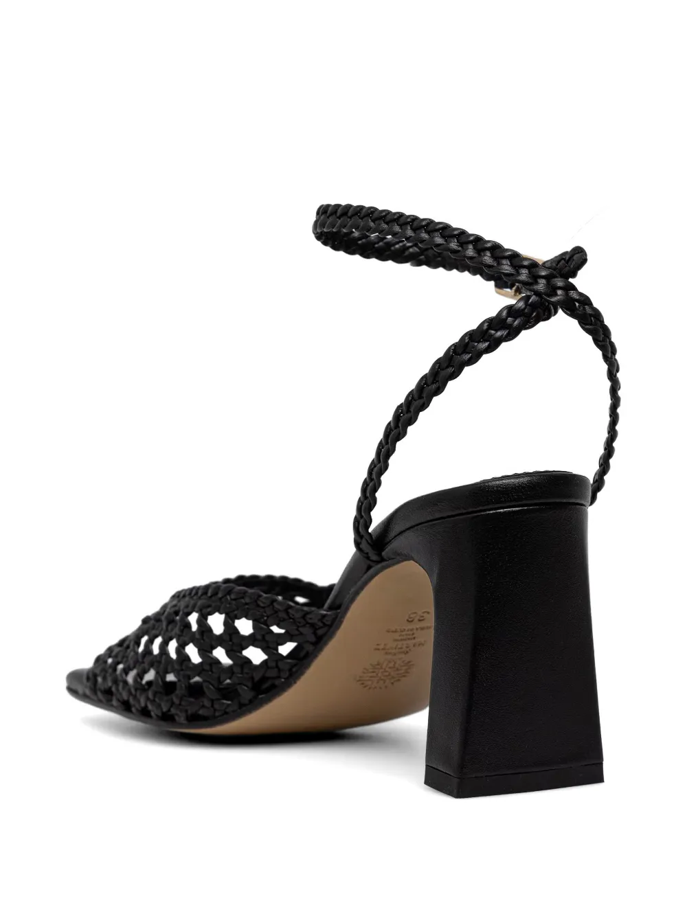 Souliers Martinez Lea braided leather sandals Zwart