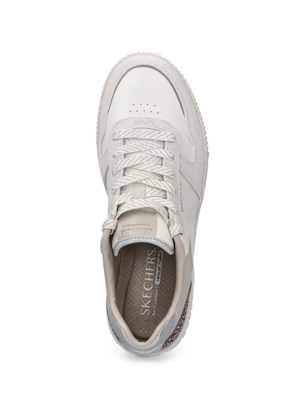 Skechers Jade Lustrous Luxury sneakers met luipaard-print en vlakken Wit