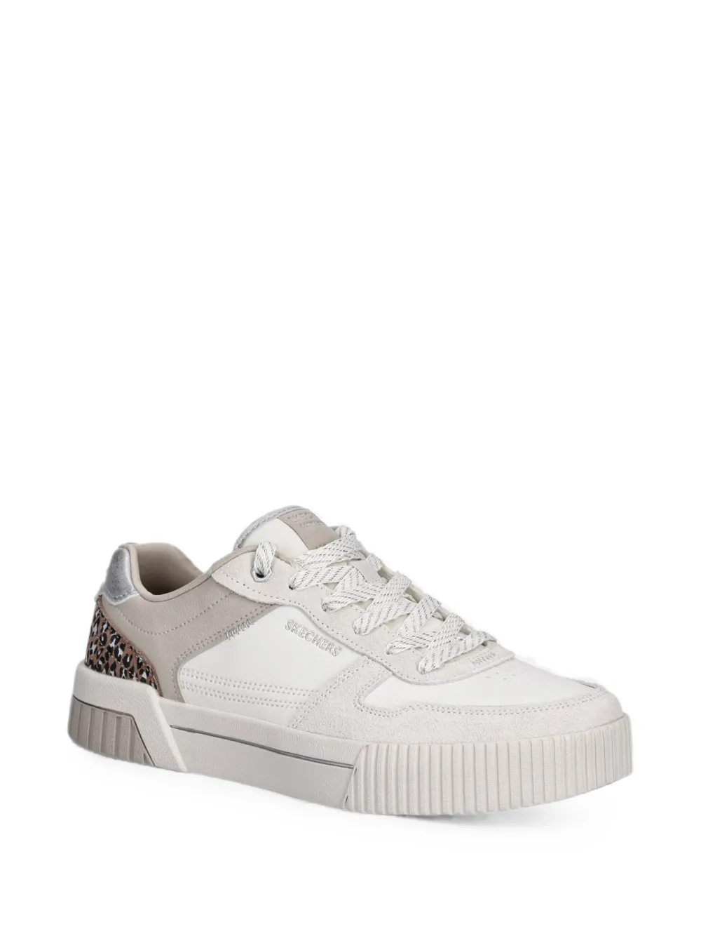 Skechers Jade Lustrous Luxury sneakers met luipaard-print en vlakken Wit