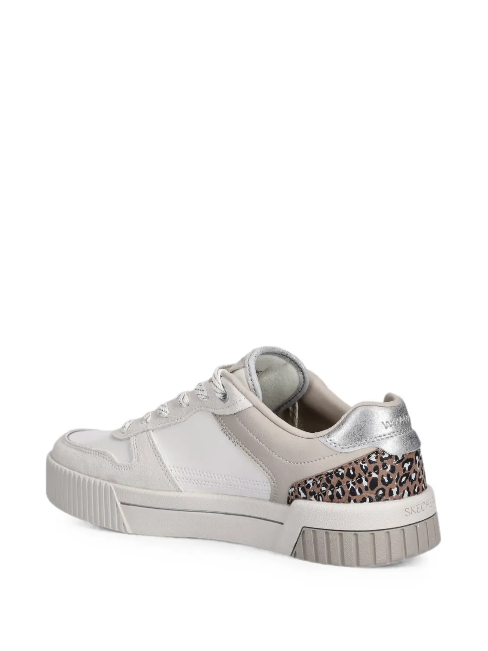Skechers Jade Lustrous Luxury sneakers met luipaard-print en vlakken Wit