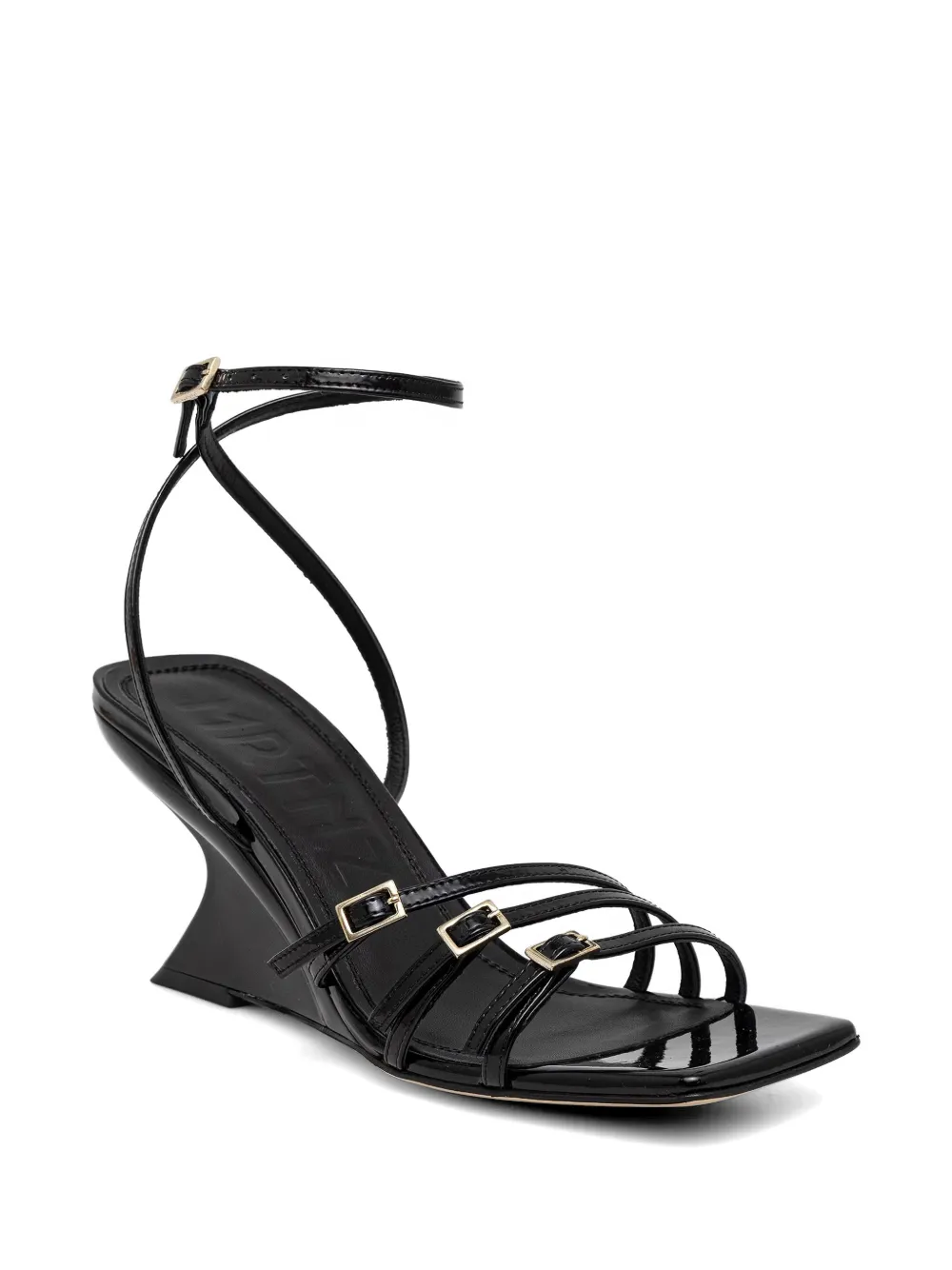 Souliers Martinez Eden buckled patent-finish pumps Zwart