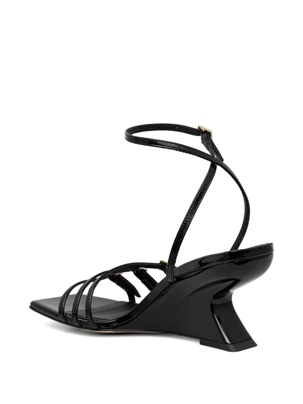 Souliers Martinez Eden buckled patent-finish pumps Zwart