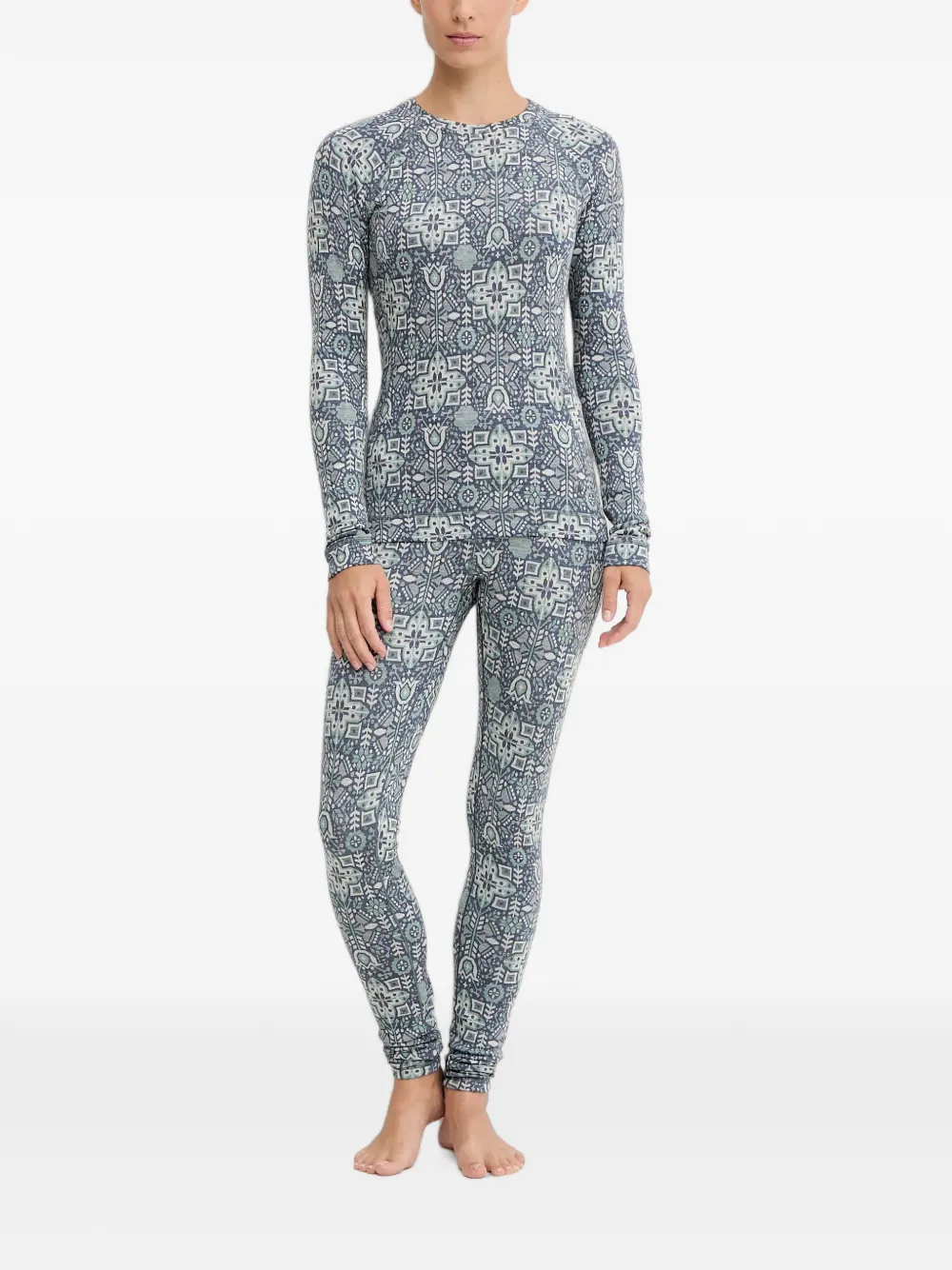 Smartwool Basislaaglegging met geometrisch patroon Blauw