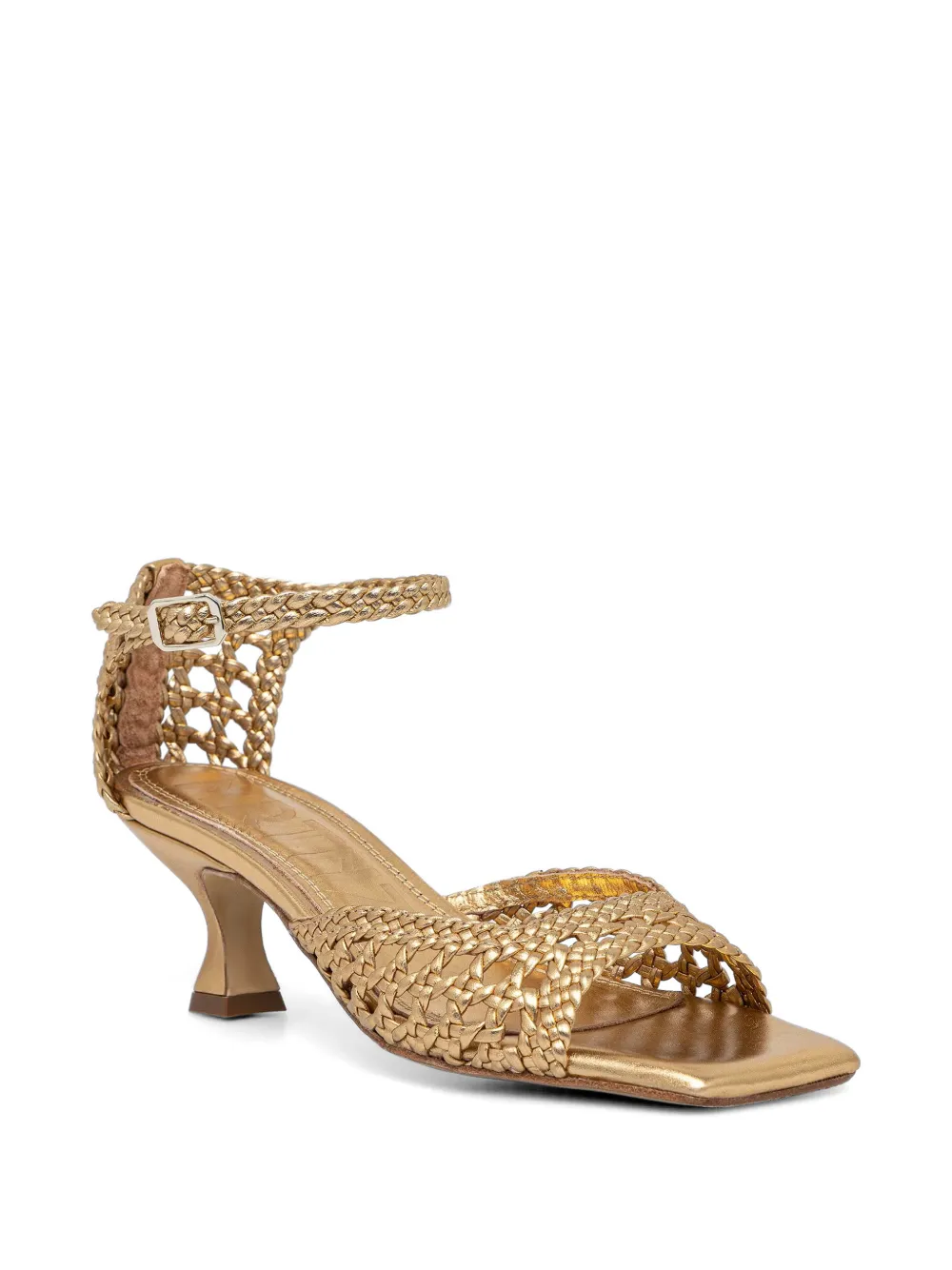 Souliers Martinez Veronica geweven leren sandalen Geel