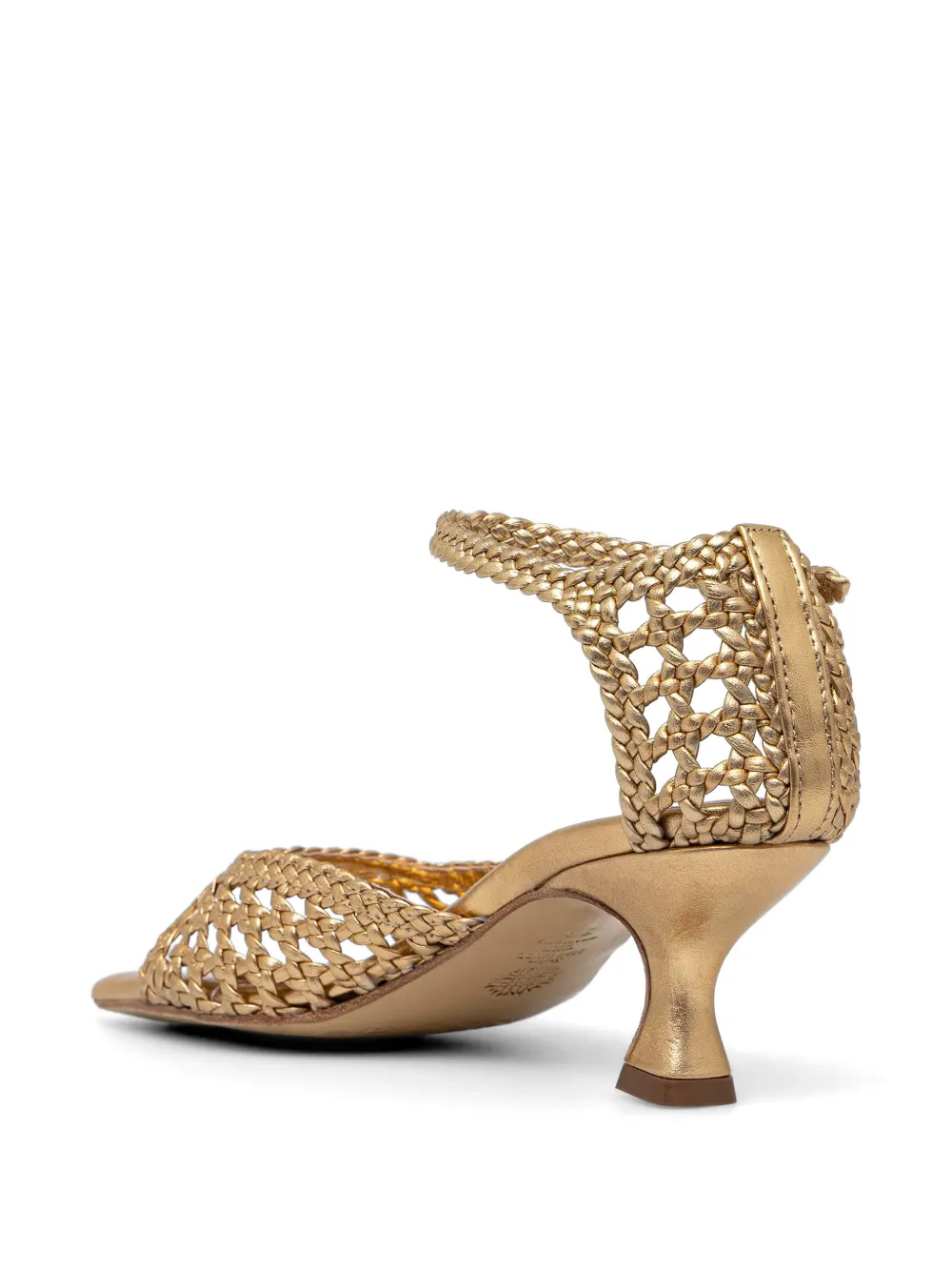 Souliers Martinez Veronica geweven leren sandalen Geel