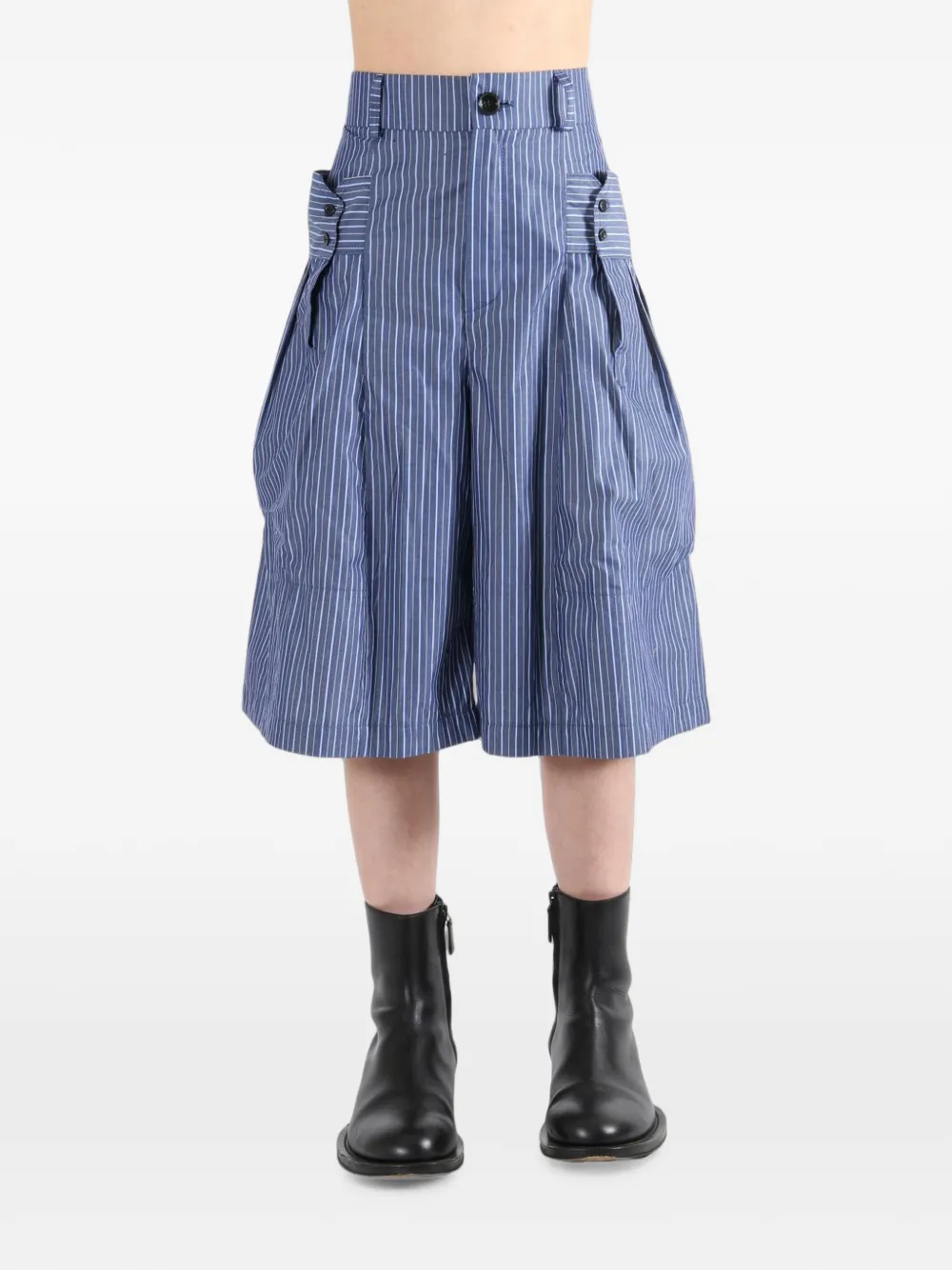 Emergency Room vertical-stripe pleated shorts - Blu
