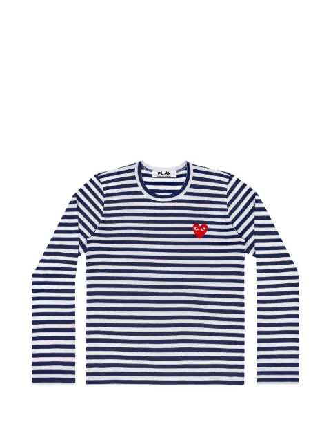 Comme Des Garçons Play striped logo-patch T-shirt
