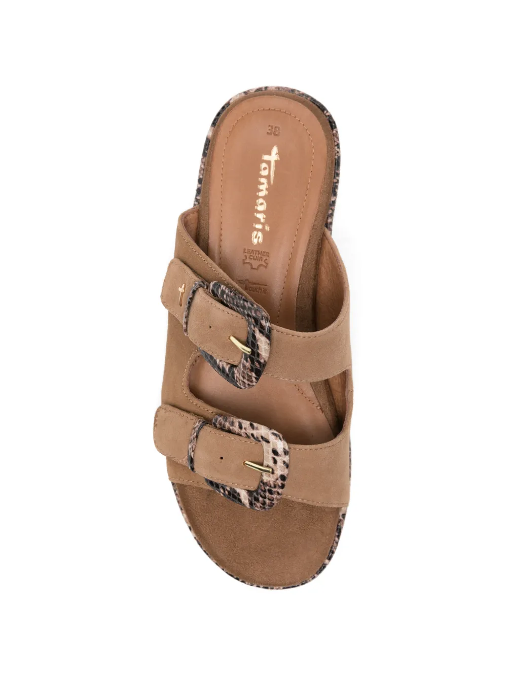TAMARIS Sandalen met slangen-effect en gespsluiting Beige