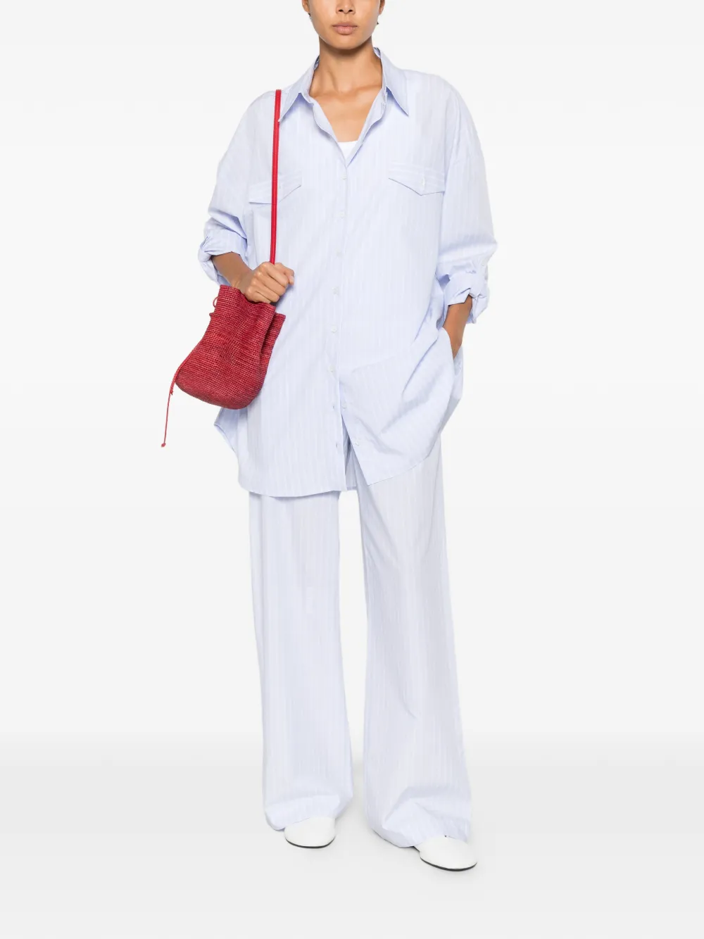 Patrizia Pepe Gestreepte blousejurk met knopen Blauw