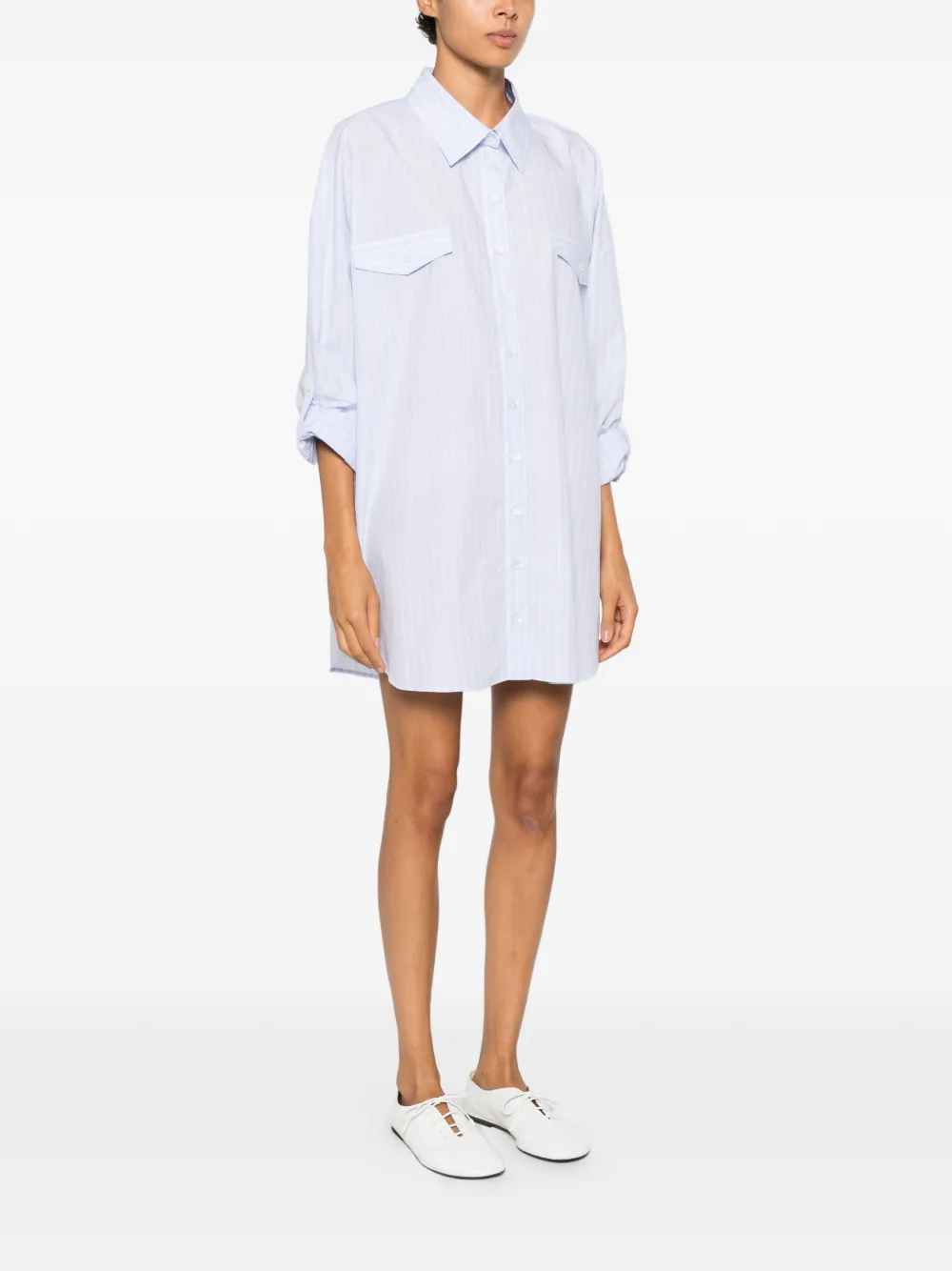 Patrizia Pepe Gestreepte blousejurk met knopen Blauw
