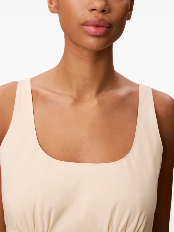 calvin klein ruched midi dress Calvin Klein ruched-bust A-line Midi Dress | Neutrals