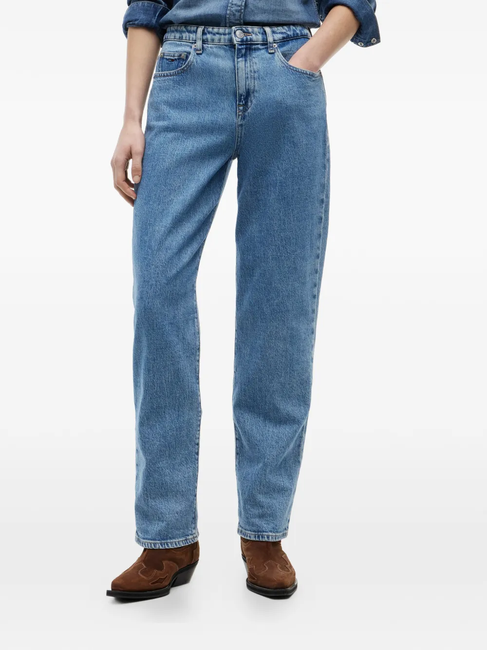  Tommy Hilfiger Vaqueros Rectos Con Parche Del Logo - Azul 