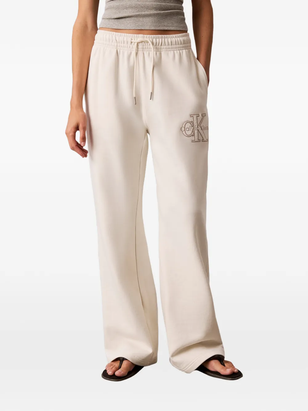 Calvin Klein Trainingsbroek met geborduurd logo Beige