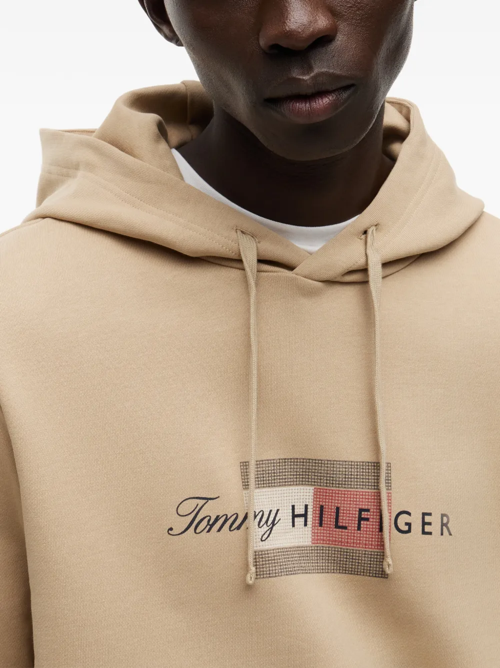 Tommy Hilfiger Hoodie met logoprint en trekkoord Beige