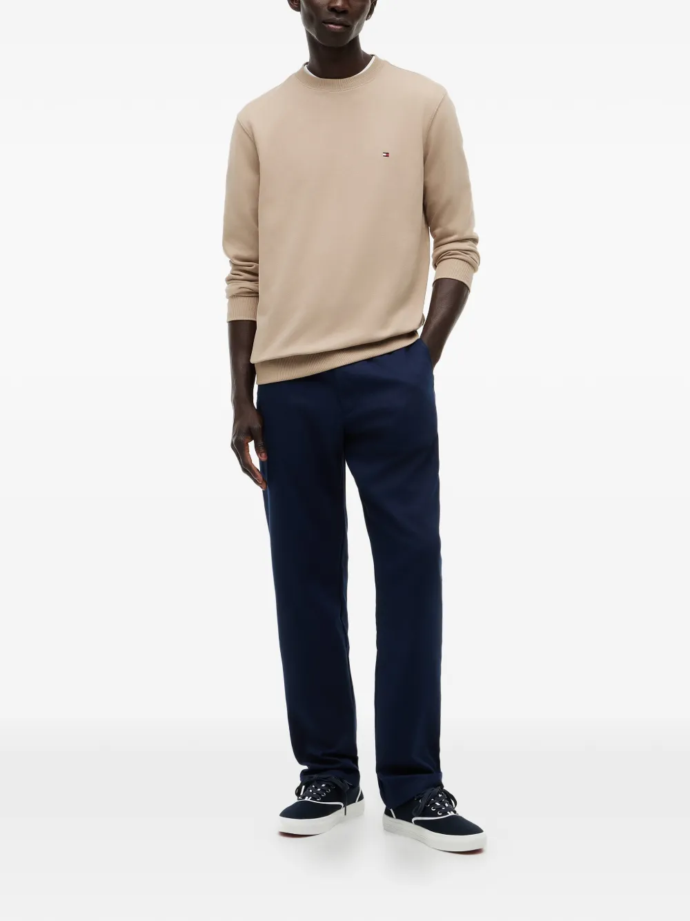 Tommy Hilfiger Sweater met logopatch Beige