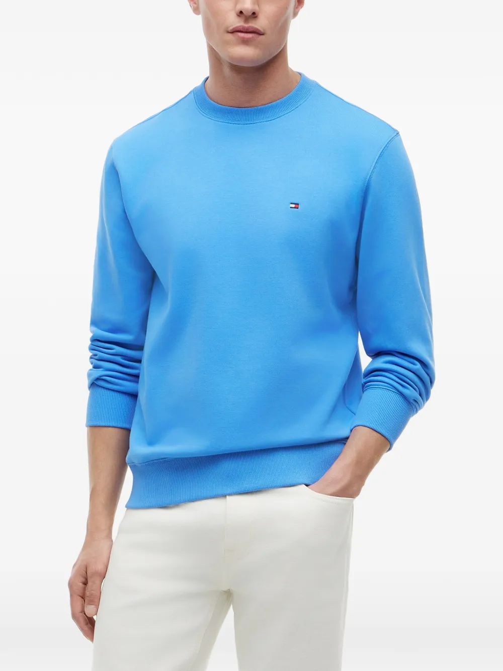 Tommy Hilfiger Trui met geborduurd logo en ronde hals Blauw