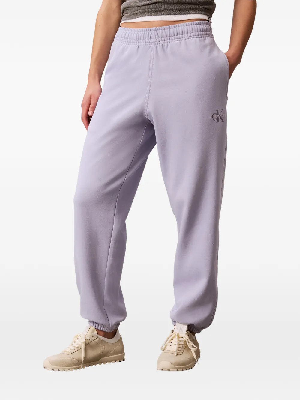 Calvin Klein Elastische trainingsbroek met geborduurd logo Paars