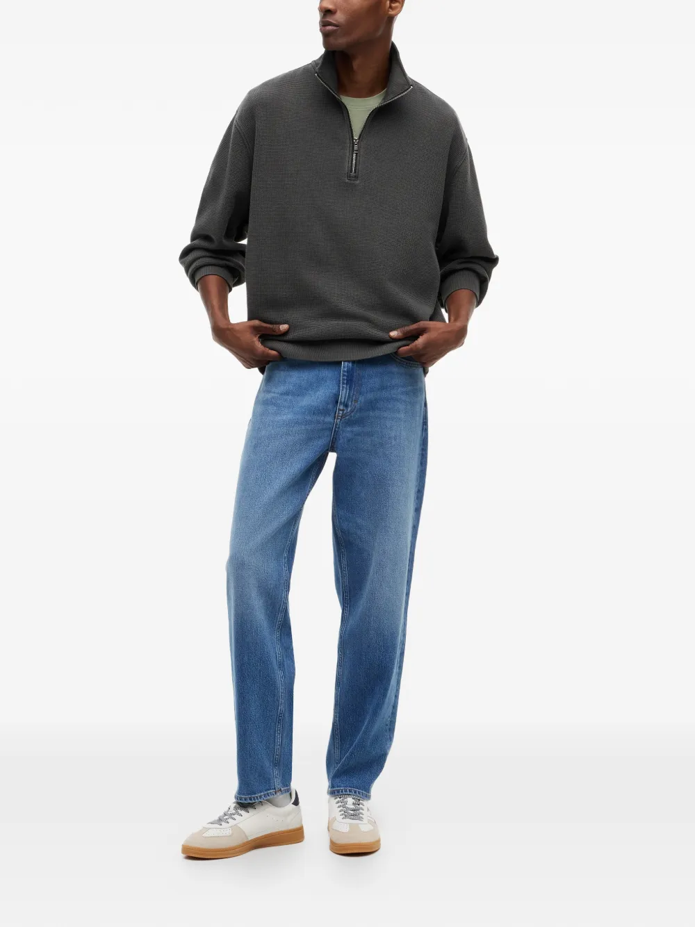 Tommy Hilfiger Sweater met halve rits Zwart