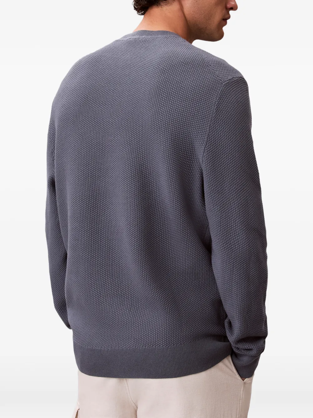 Calvin Klein Wafelgebreide trui met geborduurd logo Grijs