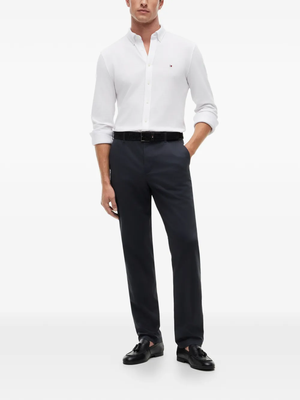 Tommy Hilfiger Straight broek met logopatch Blauw