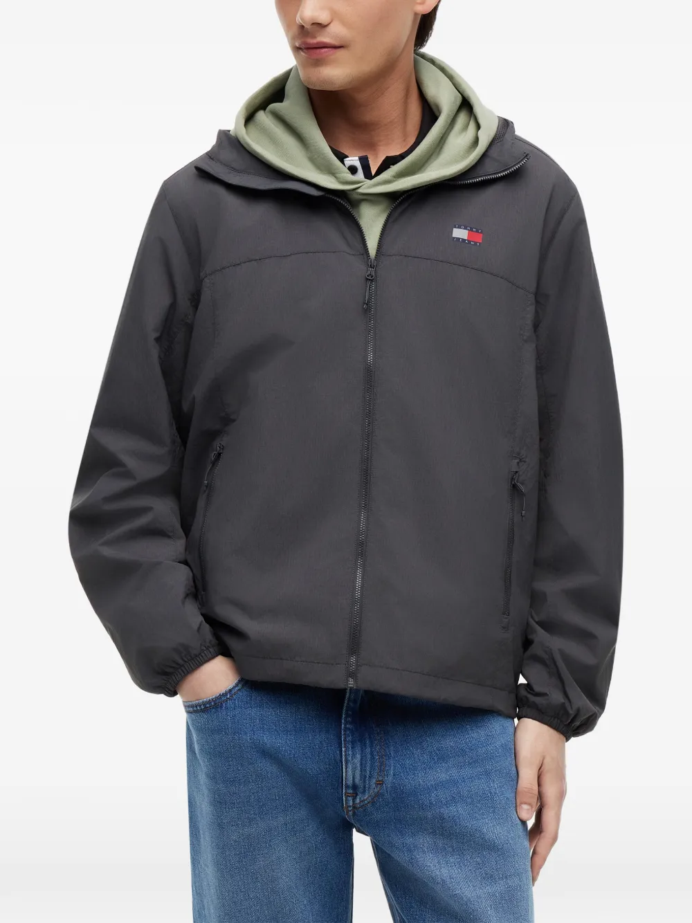 Tommy Hilfiger Jack met capuchon en logopatch Grijs
