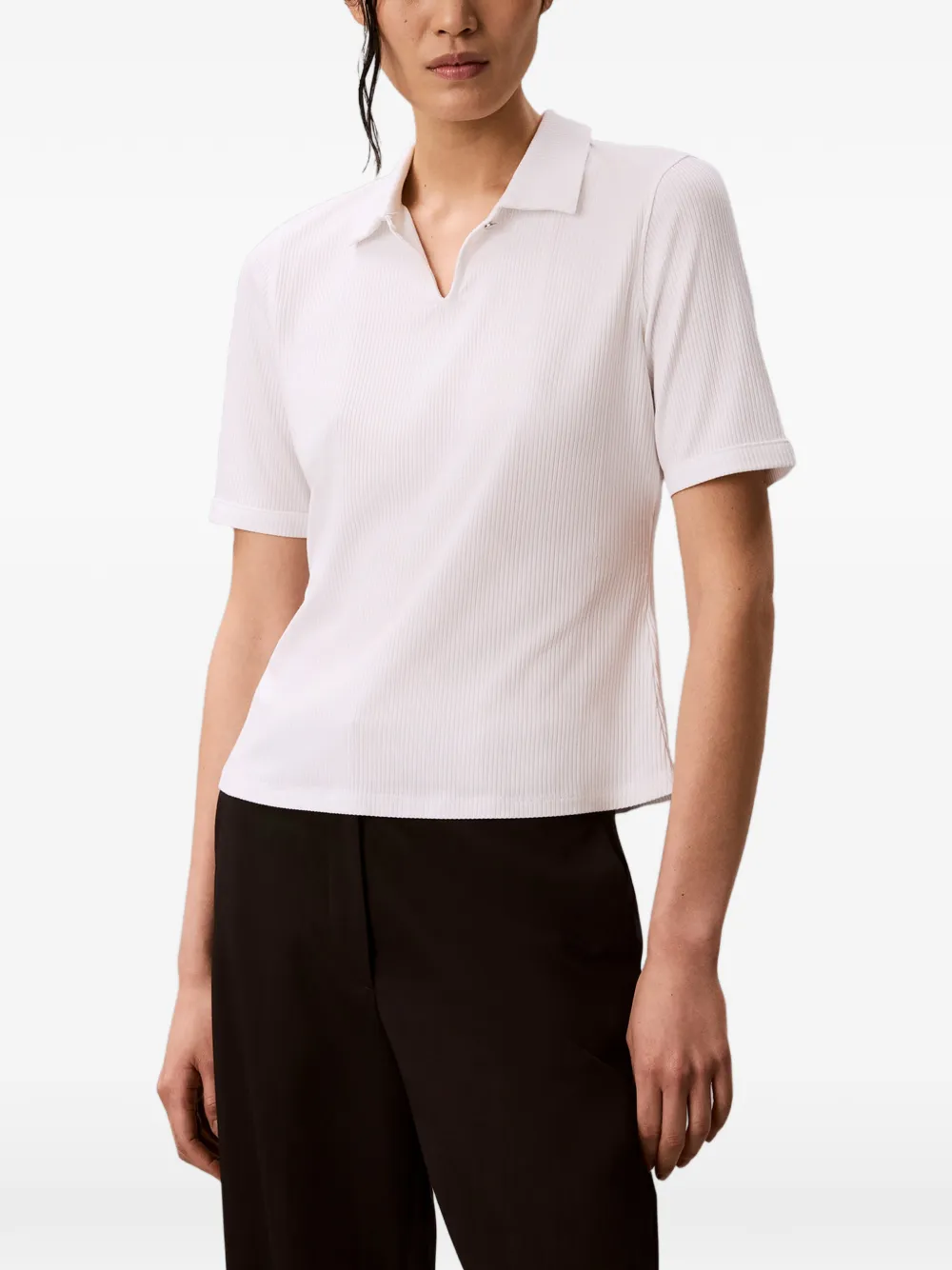 Calvin Klein Geribbeld poloshirt Wit