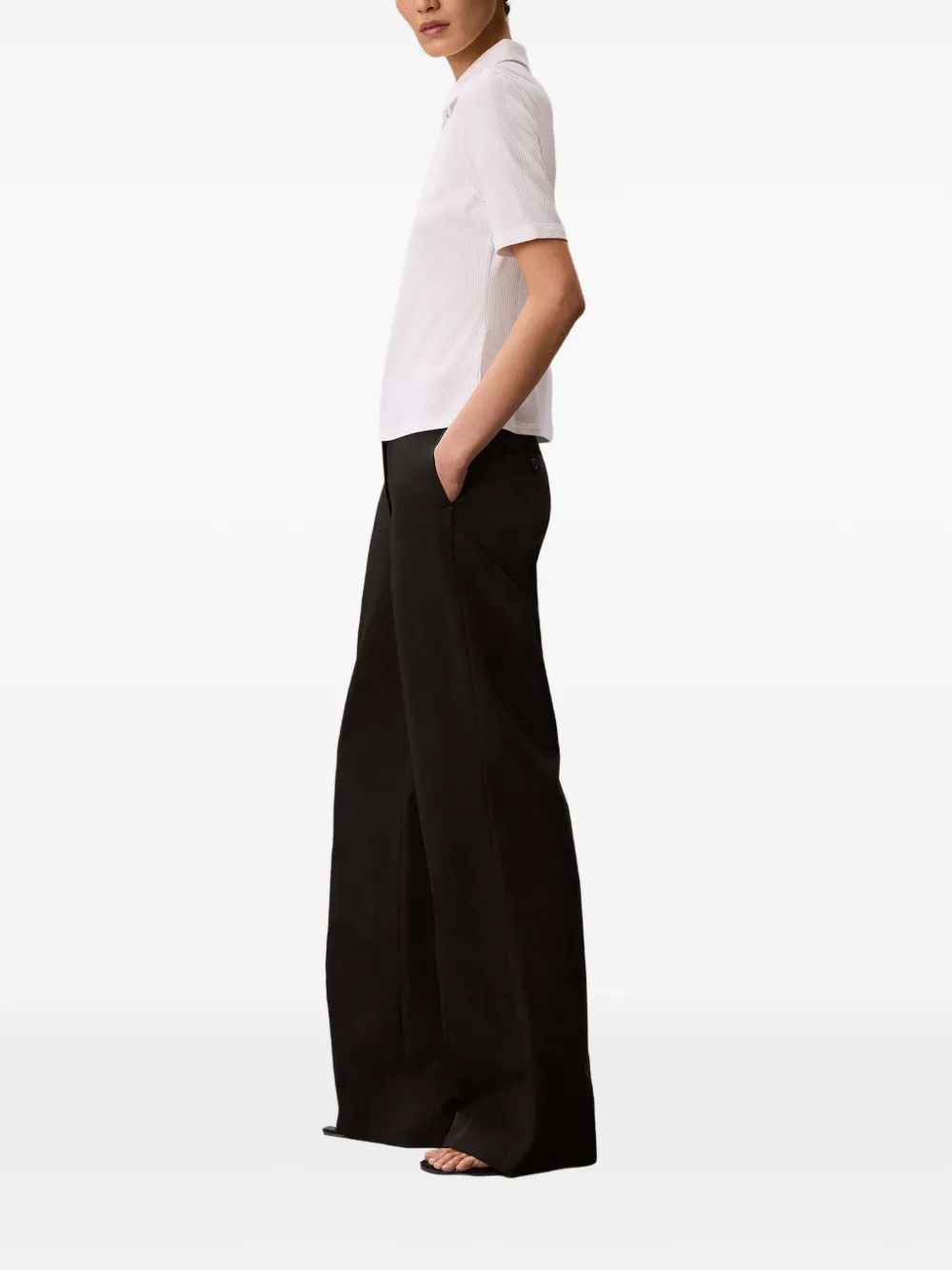 Calvin Klein Geribbeld poloshirt Wit