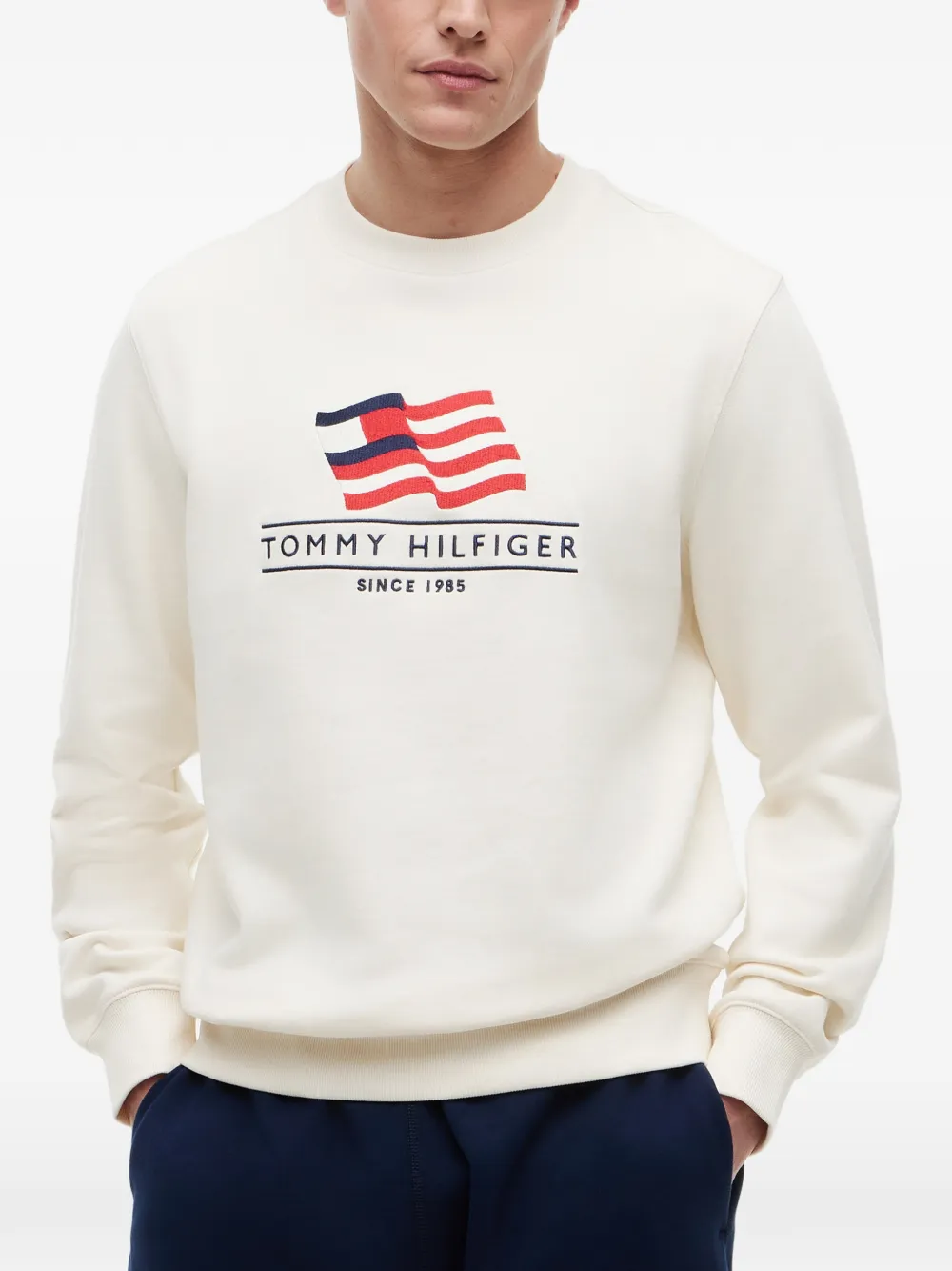 Tommy Hilfiger Sweater met geborduurd logo Beige