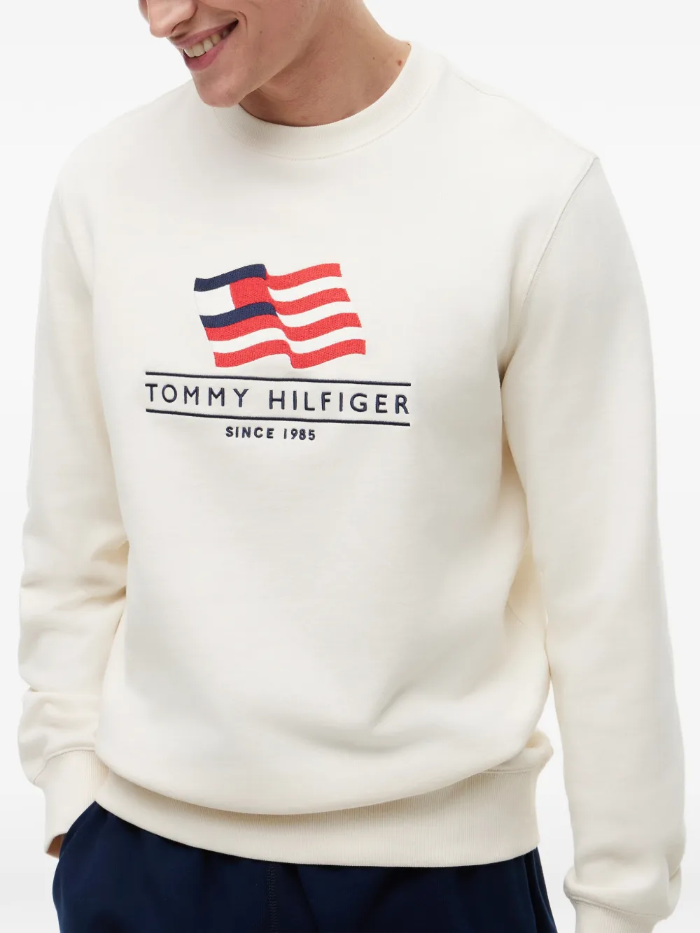 Tommy Hilfiger Sweater met geborduurd logo Beige