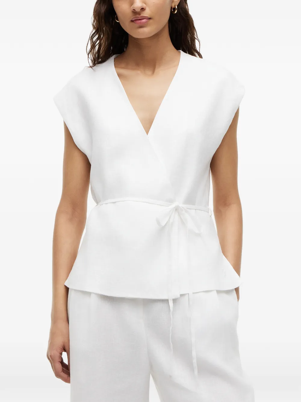 Tommy Hilfiger Mouwloze wikkelblouse Wit