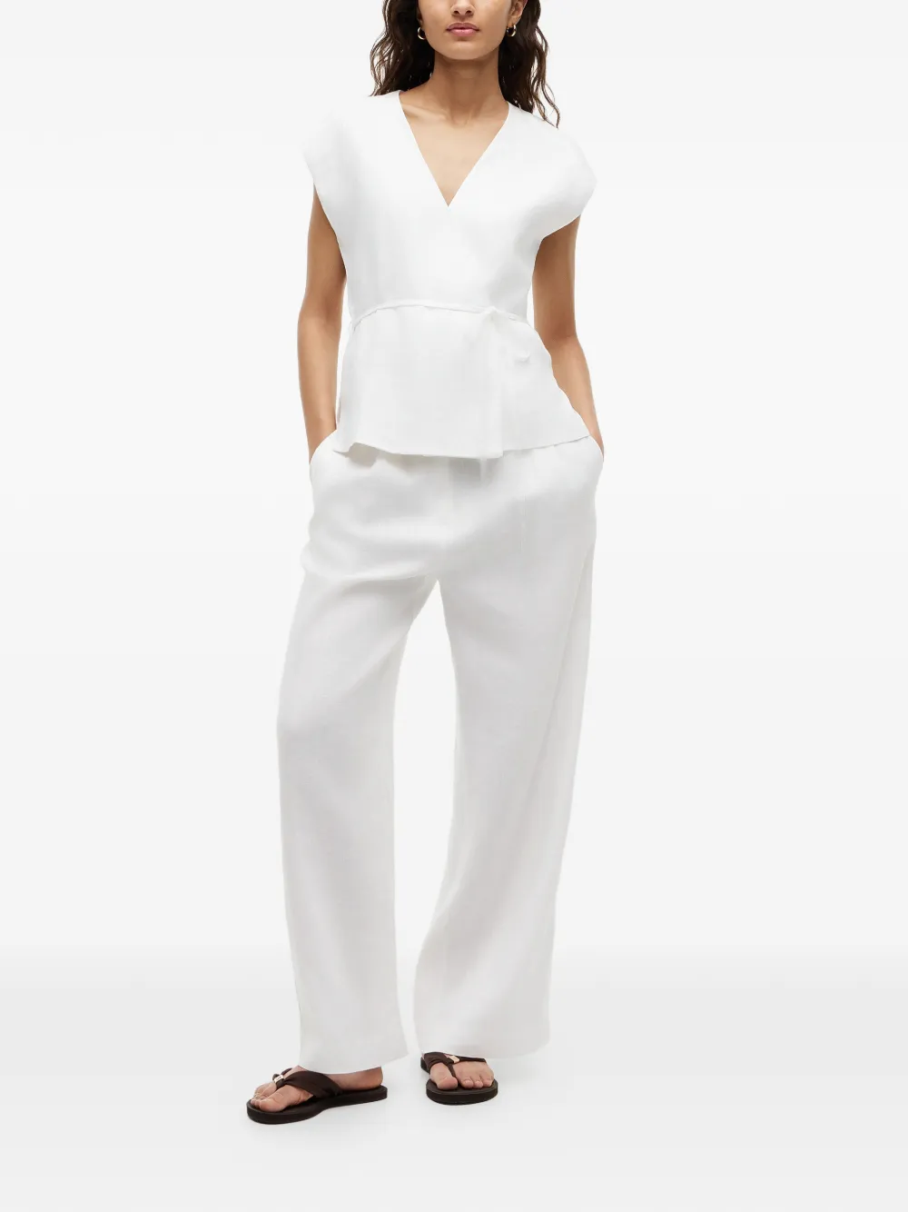 Tommy Hilfiger Mouwloze wikkelblouse Wit
