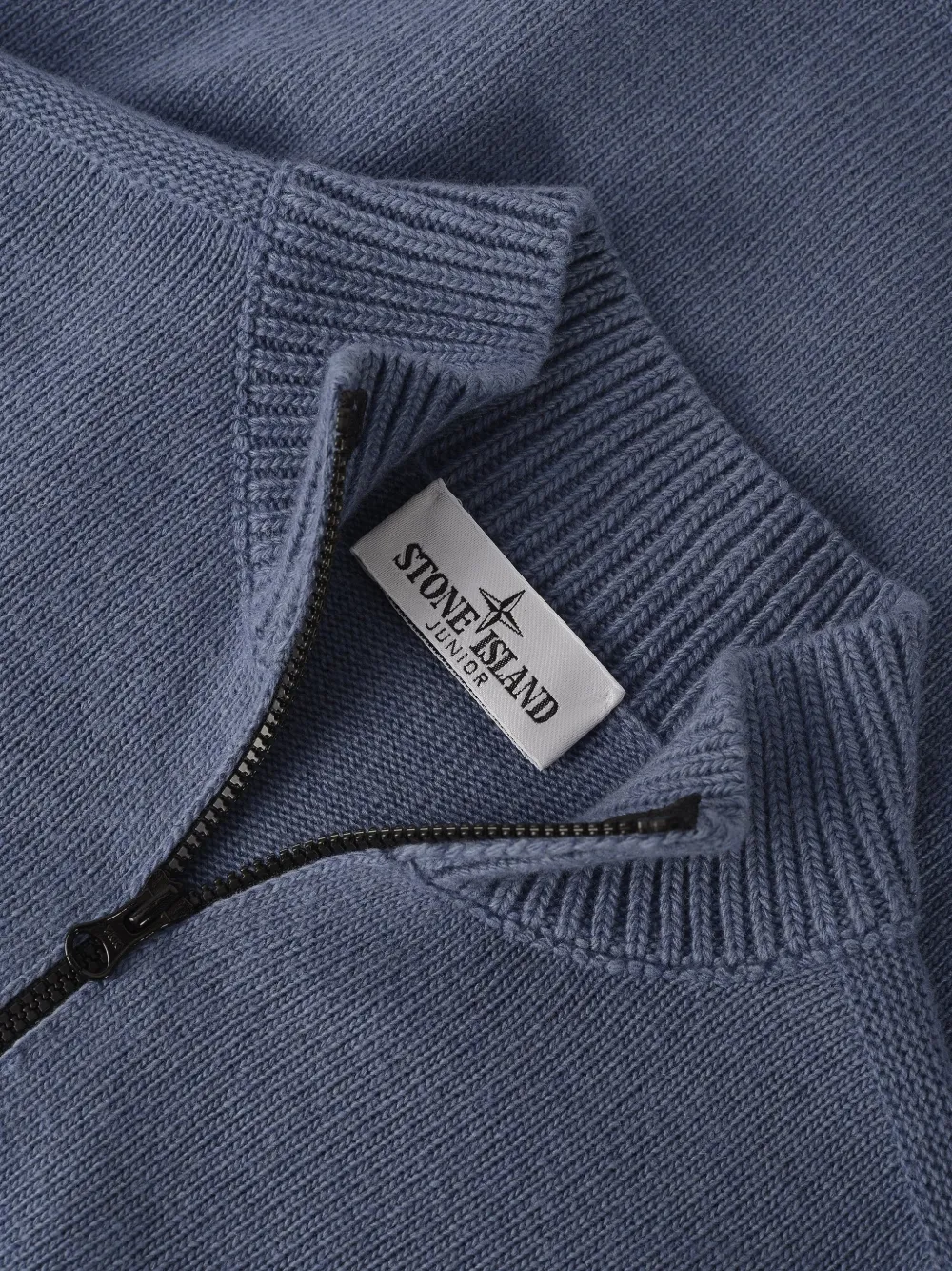 Stone Island Junior Compass patch half-zip sweater Blauw