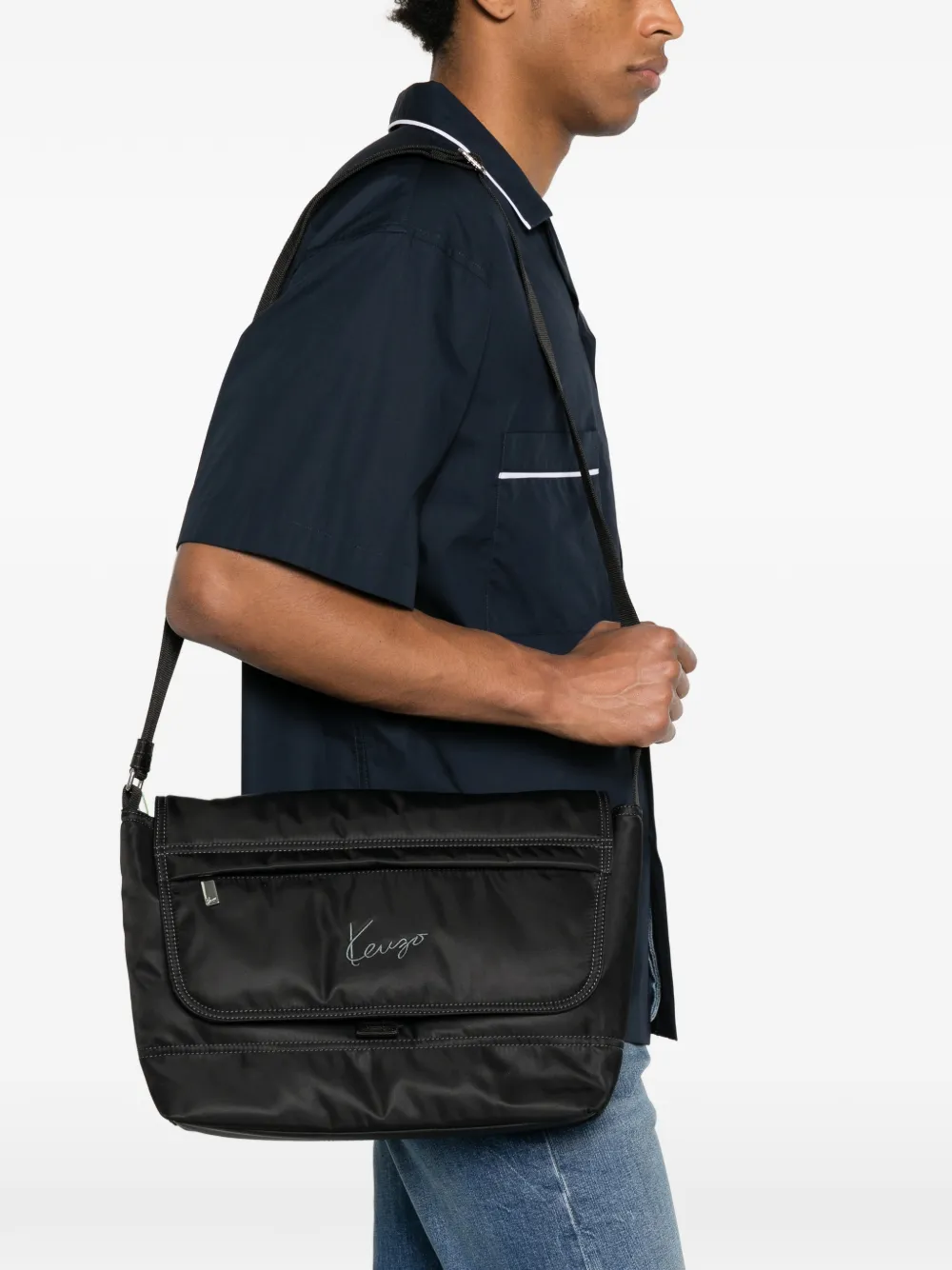 Kenzo Messengertas met geborduurd logo Zwart