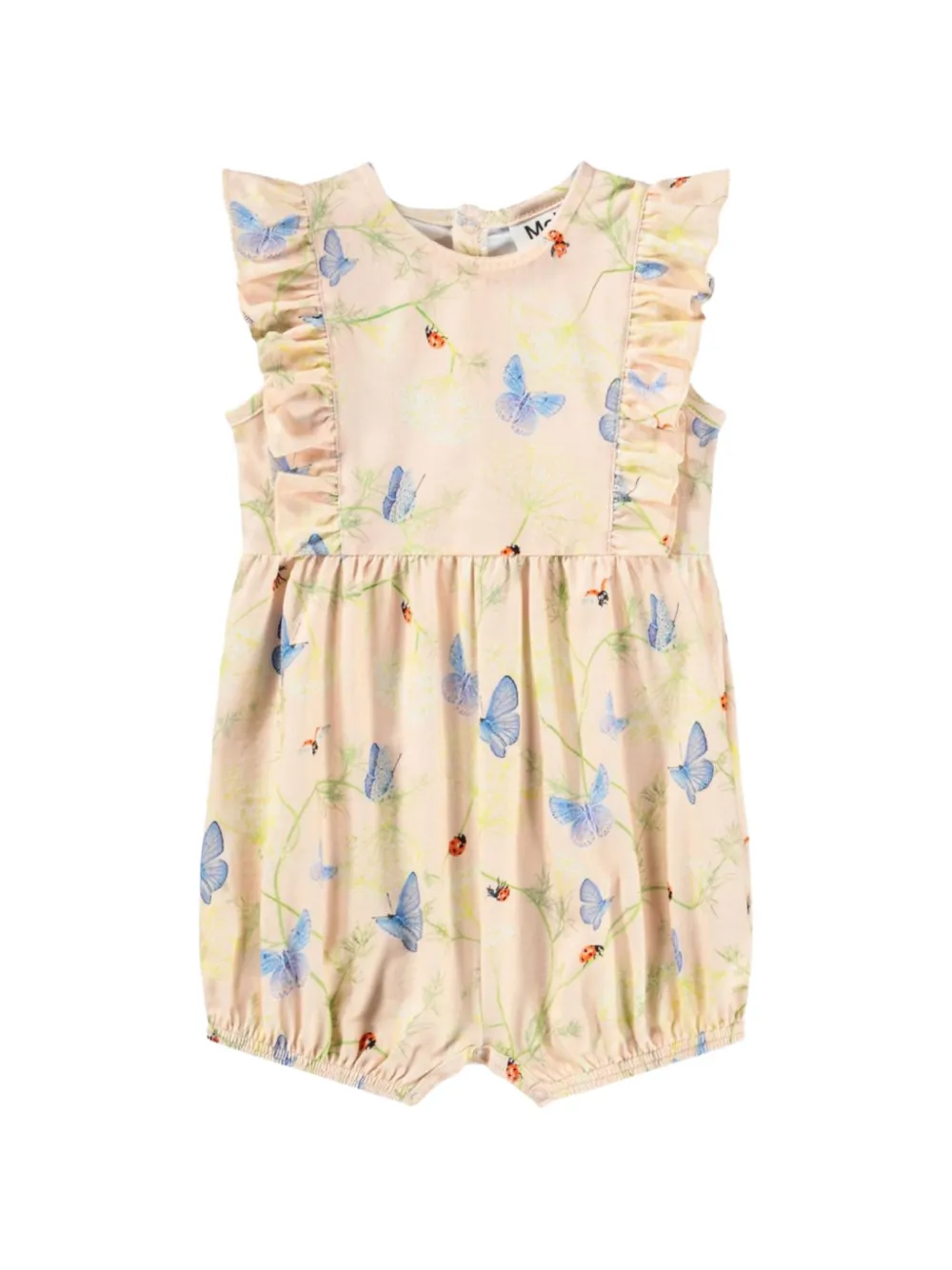 Molo Felicia ruffled butterfly-print romper - Toni neutri