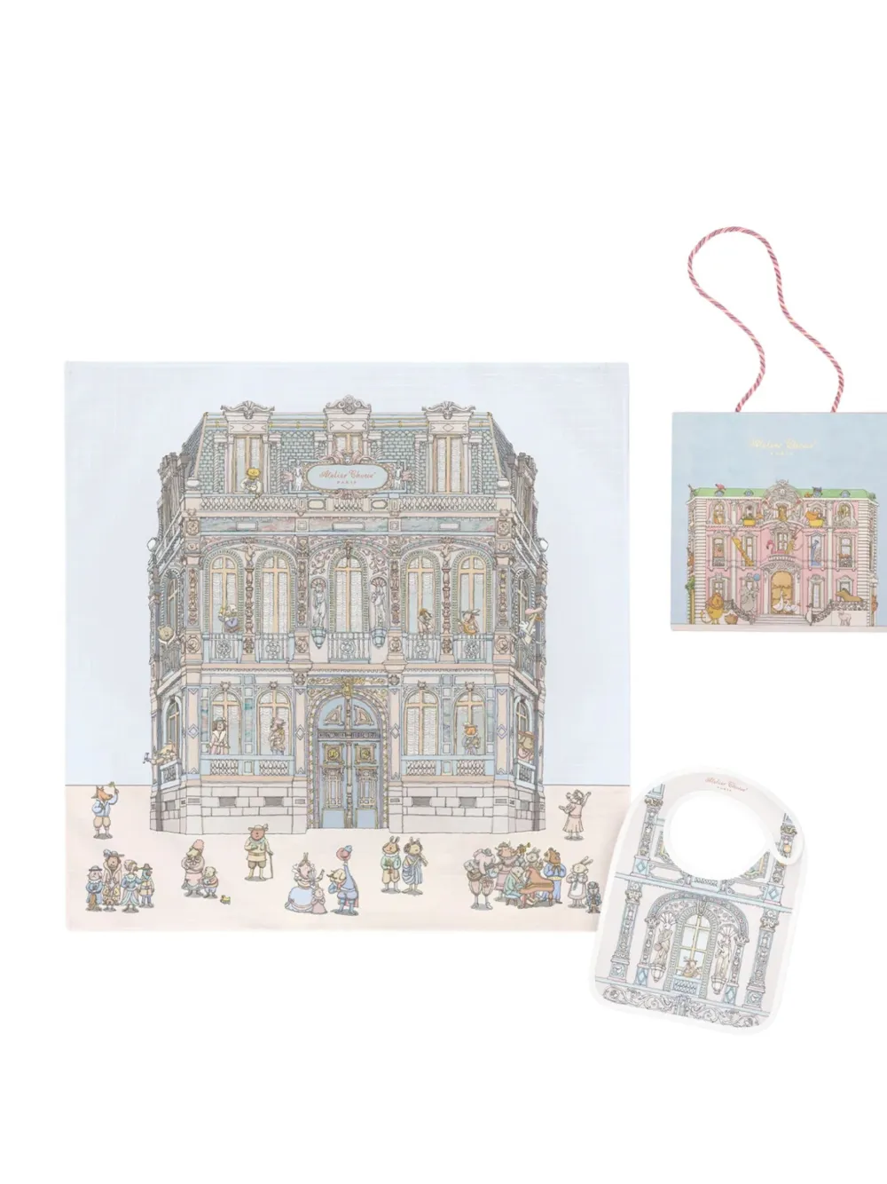 Atelier Choux Slabbetje met grafische print Wit