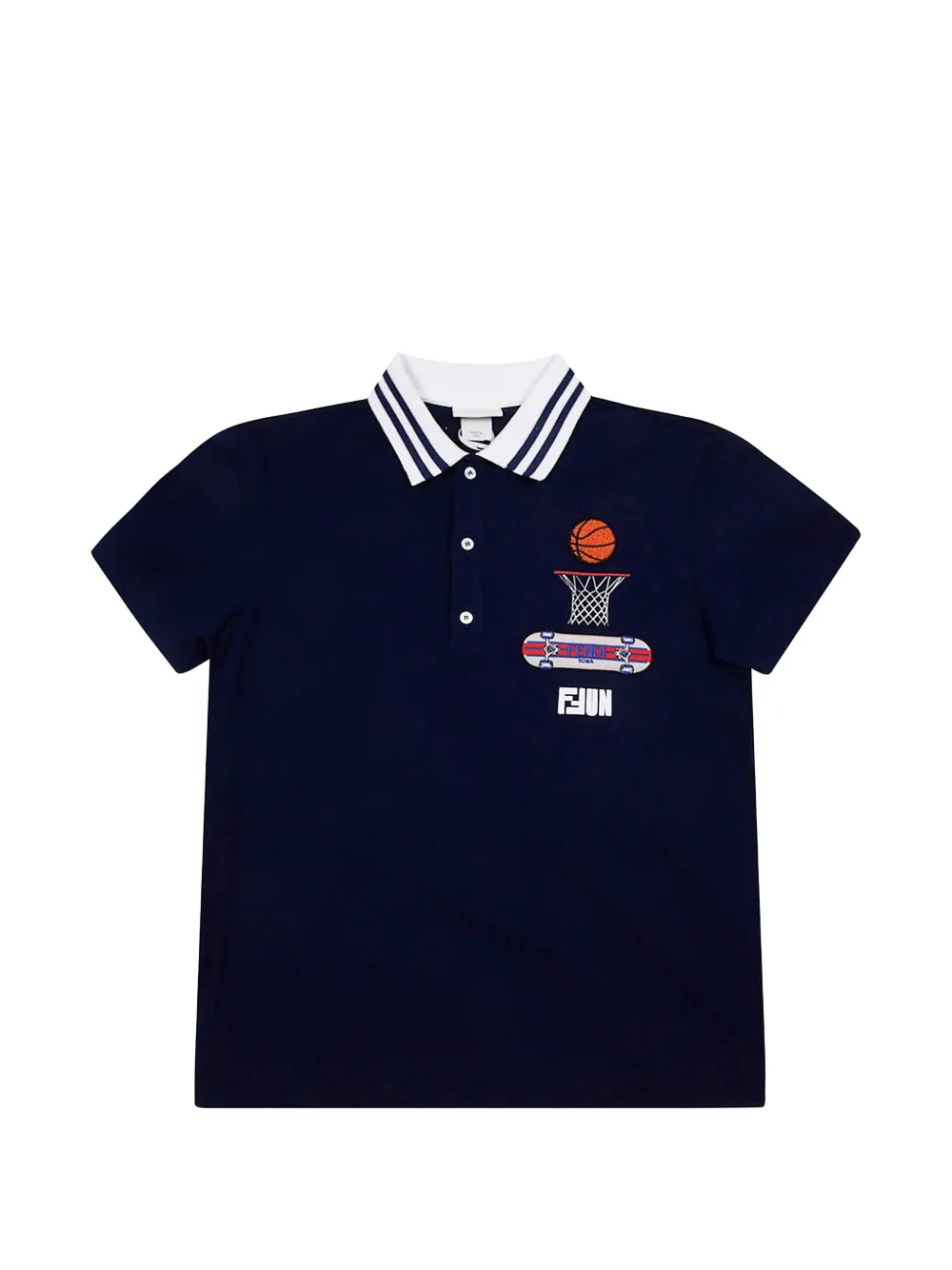 Fendi Kids graphic-print polo shirt - Blau