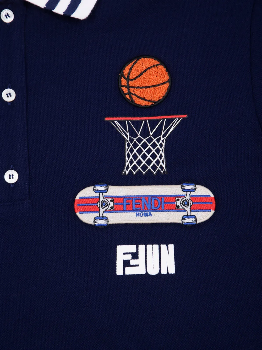 Fendi Kids Poloshirt met grafische print Blauw