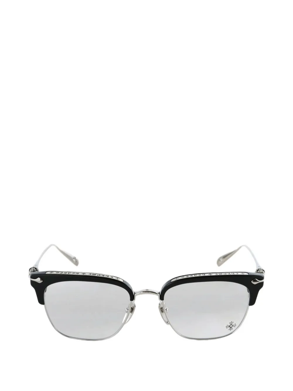 Chrome Hearts Engraved Browline-frame Glasses In Black
