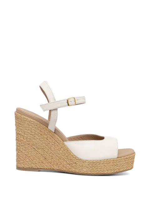 Souliers Martinez Summer woven-wedge leather espadrilles