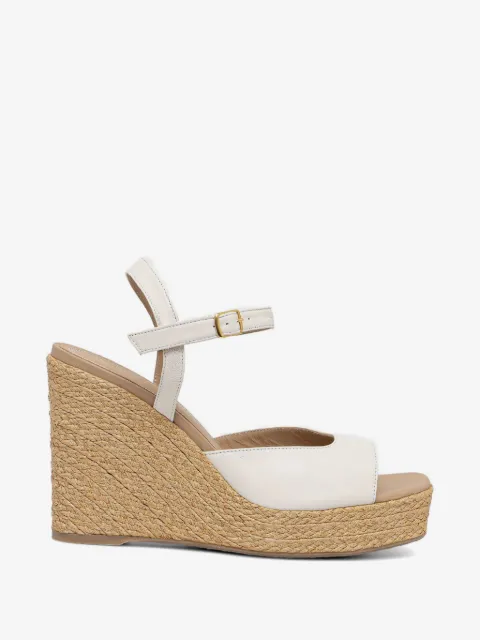 Souliers Martinez Summer woven-wedge leather espadrilles