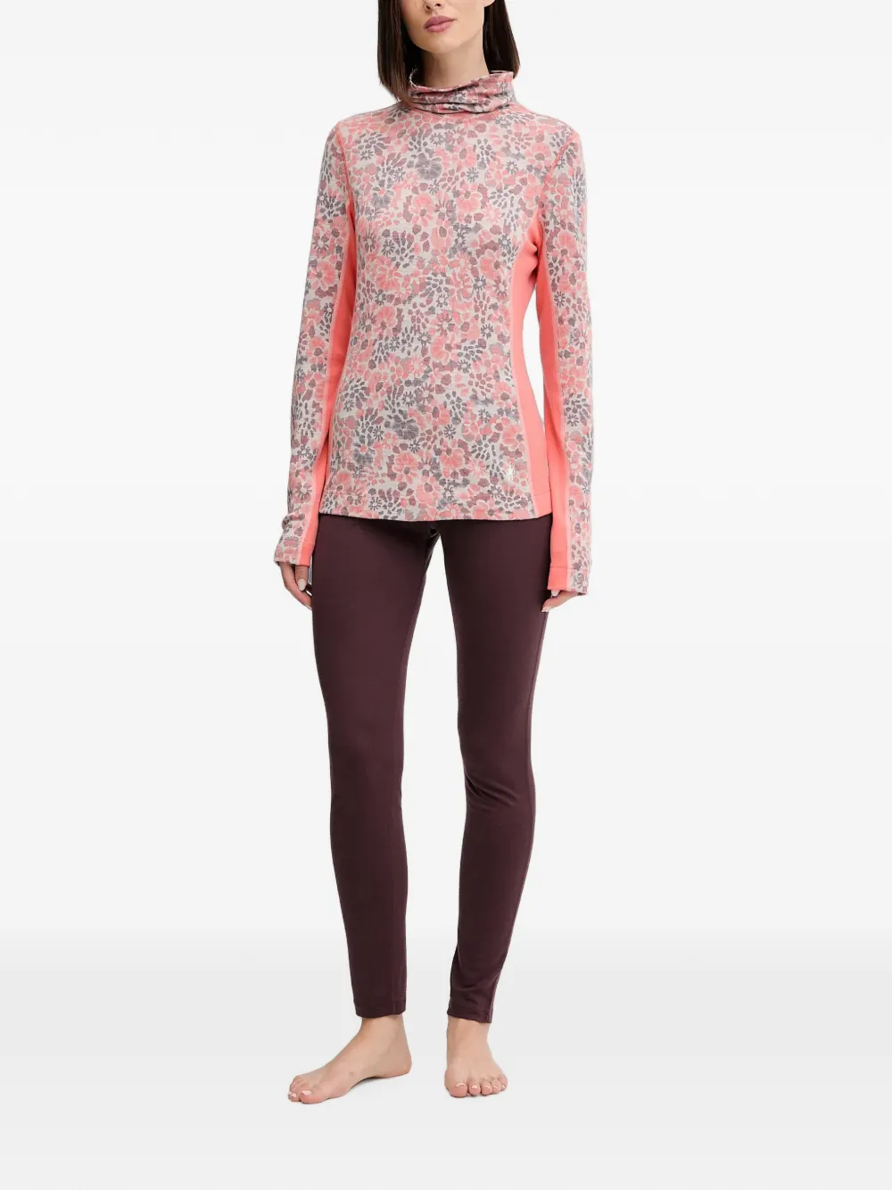 Smartwool Thermotop met bloemen-print en hoge hals Roze