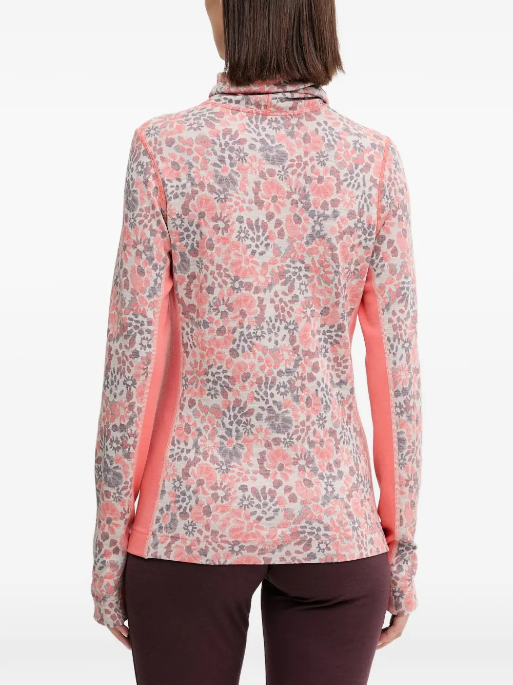 Smartwool Thermotop met bloemen-print en hoge hals Roze