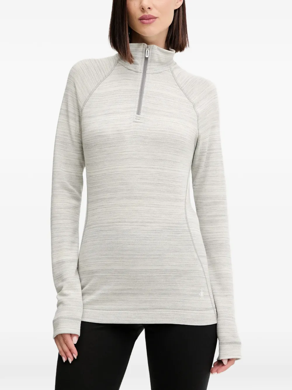 Smartwool Quarter-zip Raglan-sleeve Thermal Top In Gray