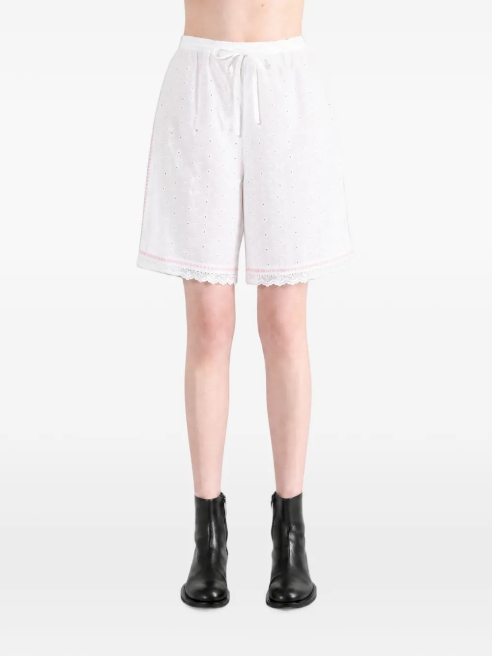 Emergency Room broderie-anglaise lace-trim shorts - Bianco